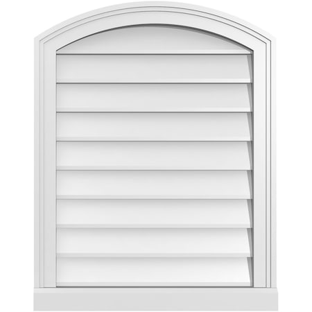 Arch Top Surface Mount PVC Gable Vent: Functional, W/ 2W X 2P Brickmould Sill Frame, 22W X 28H